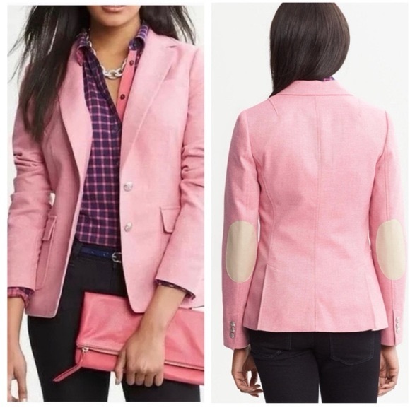 Banana republic pink herringbone equestrian riding blazer elbow patch 12 - Picture 2 of 16